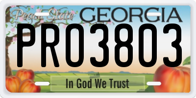 GA license plate PRO3803