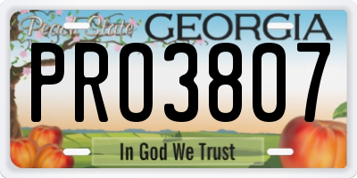 GA license plate PRO3807