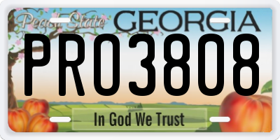GA license plate PRO3808
