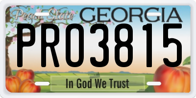 GA license plate PRO3815