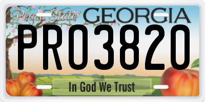GA license plate PRO3820