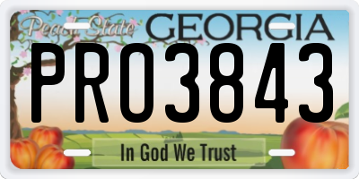 GA license plate PRO3843