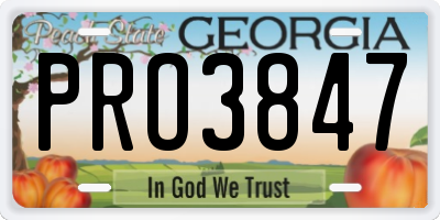 GA license plate PRO3847
