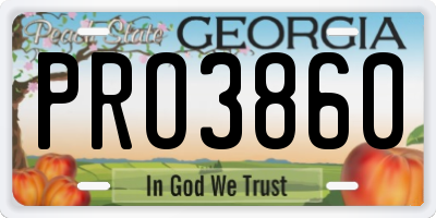 GA license plate PRO3860