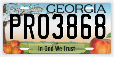 GA license plate PRO3868