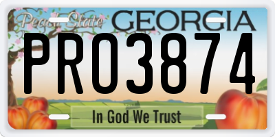 GA license plate PRO3874