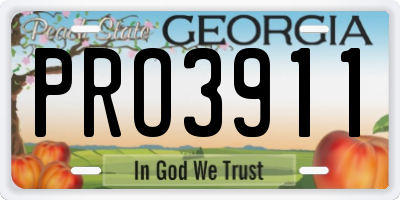 GA license plate PRO3911