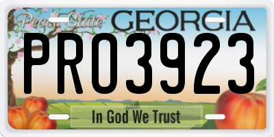 GA license plate PRO3923