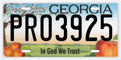 GA license plate PRO3925