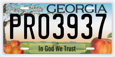 GA license plate PRO3937