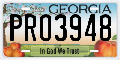 GA license plate PRO3948