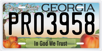 GA license plate PRO3958