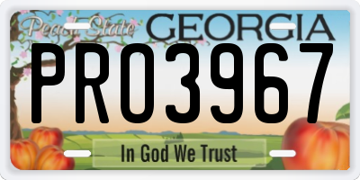 GA license plate PRO3967
