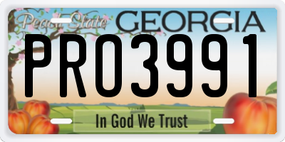 GA license plate PRO3991