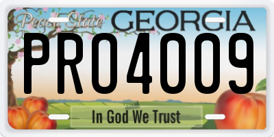 GA license plate PRO4009
