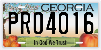 GA license plate PRO4016