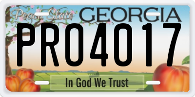 GA license plate PRO4017