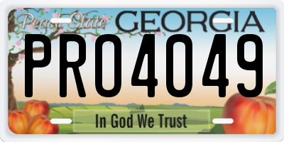 GA license plate PRO4049