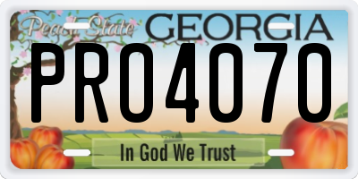 GA license plate PRO4070