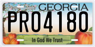 GA license plate PRO4180