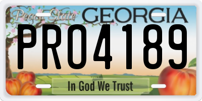 GA license plate PRO4189