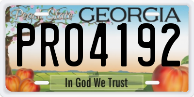 GA license plate PRO4192