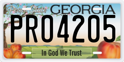 GA license plate PRO4205