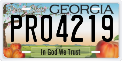 GA license plate PRO4219