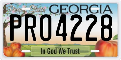 GA license plate PRO4228