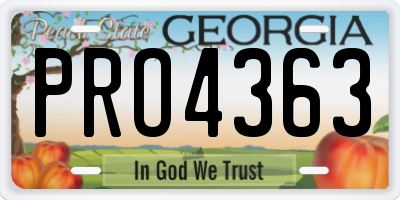 GA license plate PRO4363