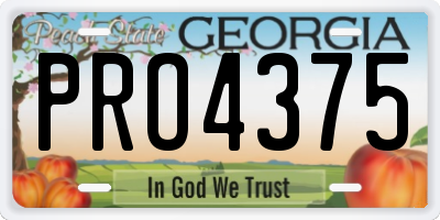 GA license plate PRO4375
