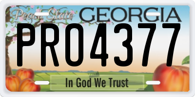 GA license plate PRO4377