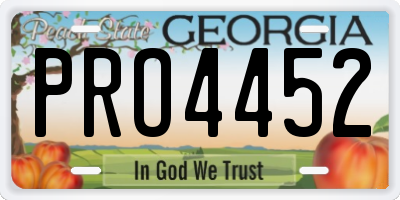 GA license plate PRO4452