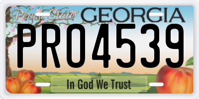 GA license plate PRO4539