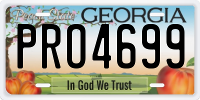 GA license plate PRO4699