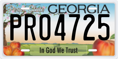 GA license plate PRO4725