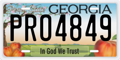 GA license plate PRO4849