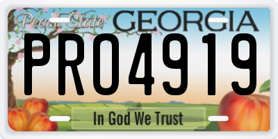 GA license plate PRO4919