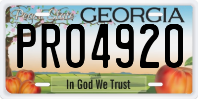 GA license plate PRO4920