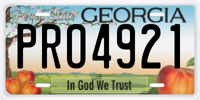 GA license plate PRO4921