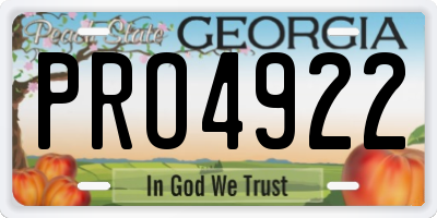 GA license plate PRO4922