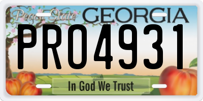 GA license plate PRO4931