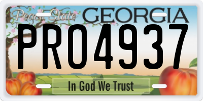 GA license plate PRO4937