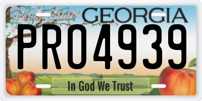 GA license plate PRO4939