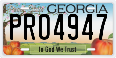 GA license plate PRO4947