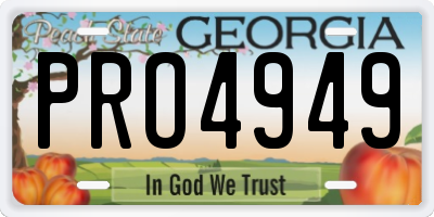 GA license plate PRO4949