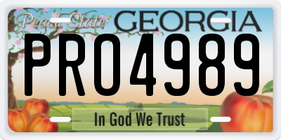 GA license plate PRO4989