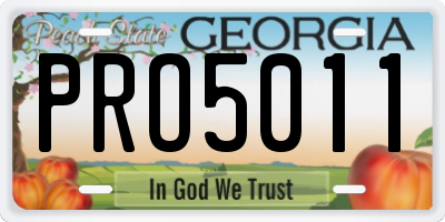 GA license plate PRO5011