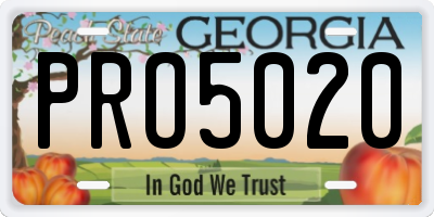 GA license plate PRO5020