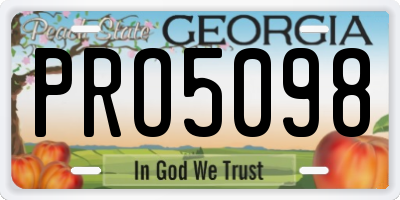 GA license plate PRO5098